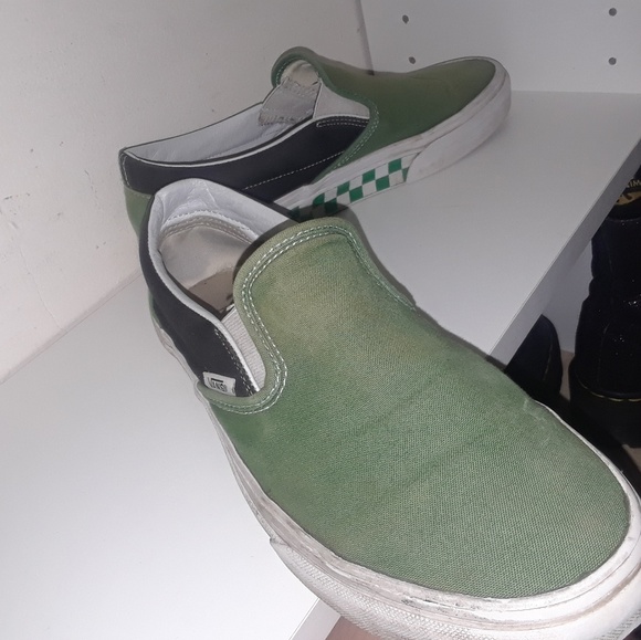 Green Checkerboard Old Skool Vans - Picture 2 of 4
